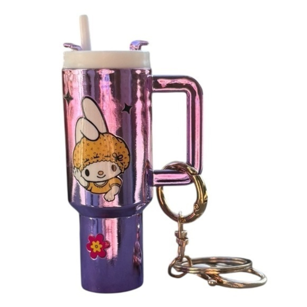 3/$25 Hello Kitty Mini Stanley Cup Tumbler Purple Metallic Keychain Bag Charm